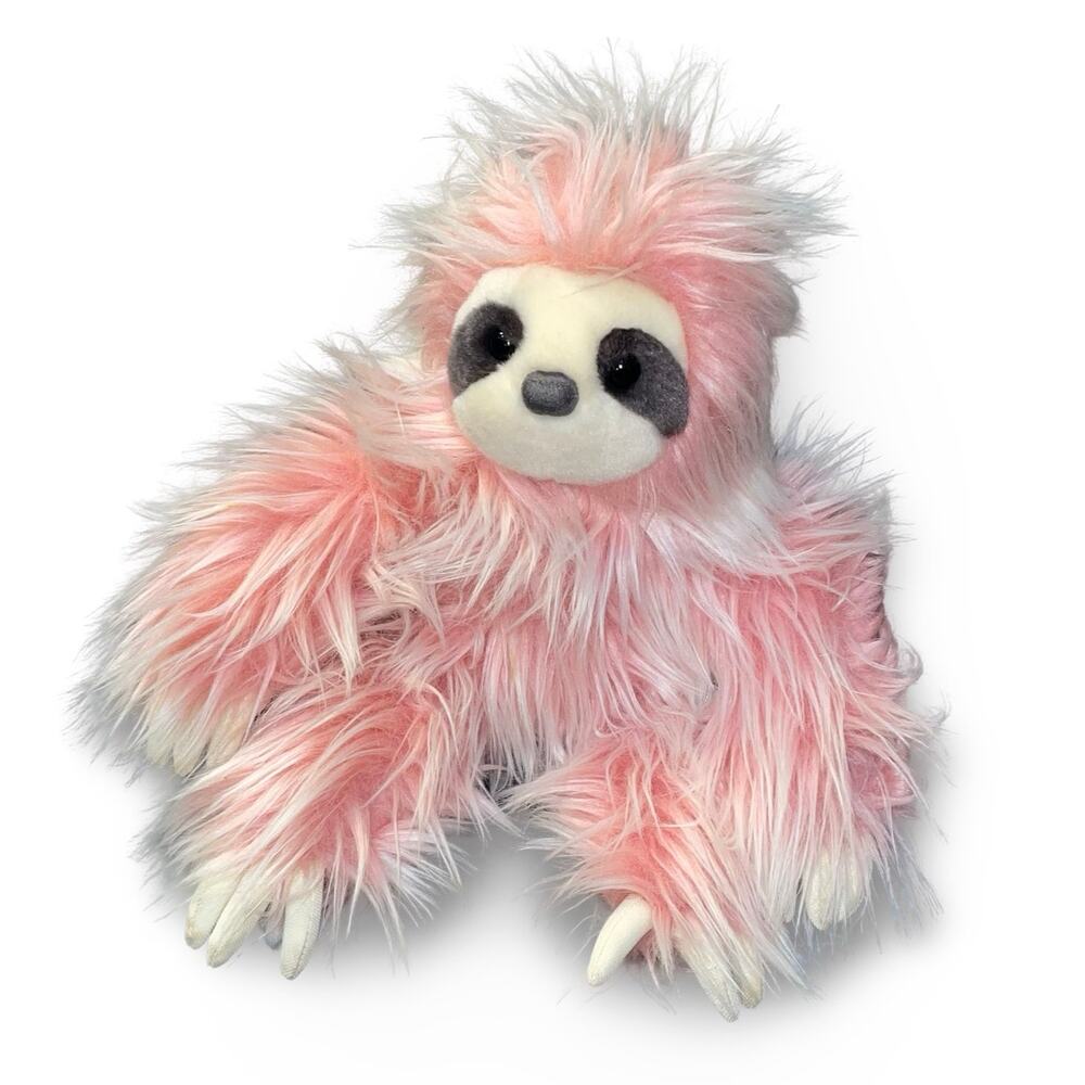 Aurora Purely Luxe Pink Sloth Plush Stuffed Animal Long Hair Shaggy 10" Fluffy - Picture 2 of 7
